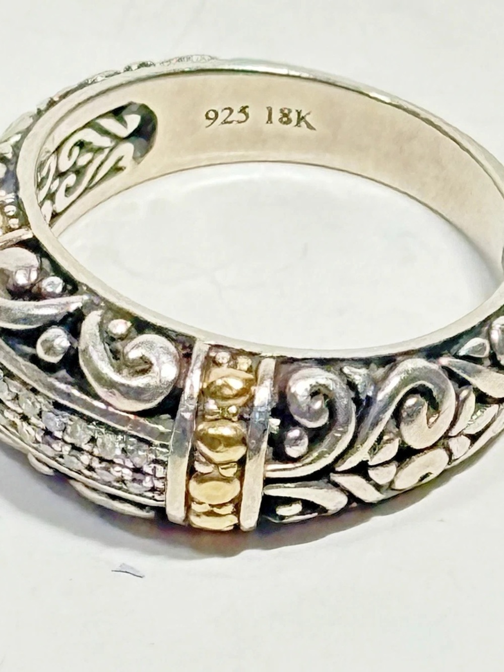 Effy Sterling Silver and Gold Accented Diamond Ring - Picture 3 of 3